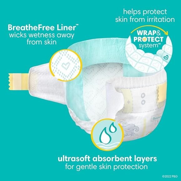 Pampers Swaddlers Diapers Newborn - Size 0, 84 Count, Ultra Soft Disposable Baby Diapers - Image 3