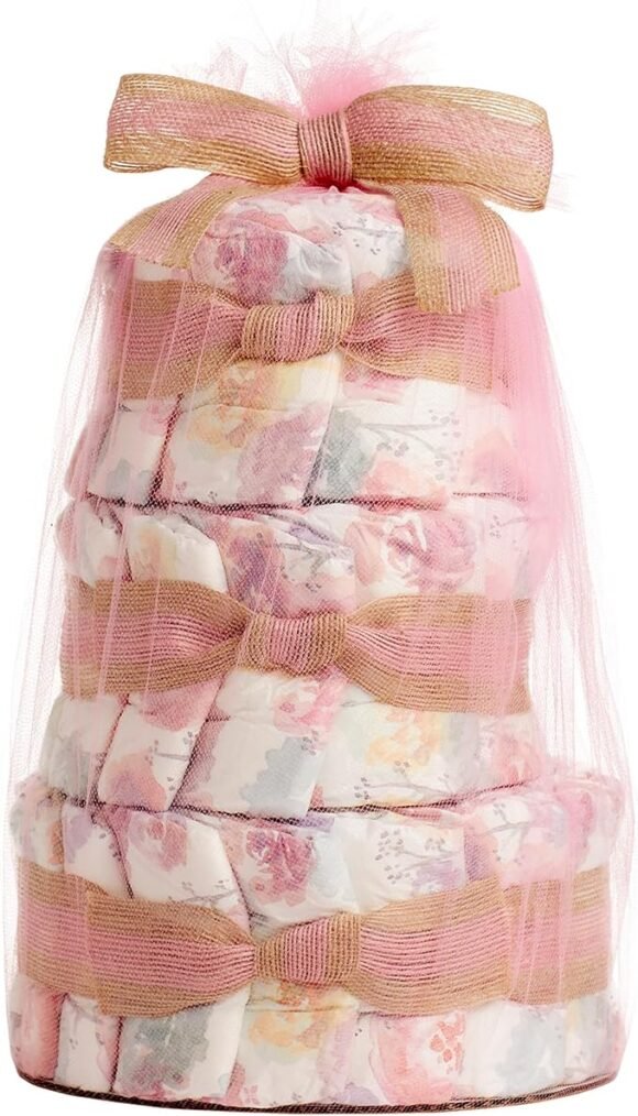 The Honest Company Diaper Cake | Clean Conscious Diapers, Baby Personal Care, Plant-Based Wipes | Rose Blossom | Regular, Size 1 (8-14 lbs), 35 Count