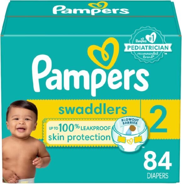 Pampers Swaddlers Diapers - Size 2, 84 Count, Ultra Soft Disposable Baby Diapers