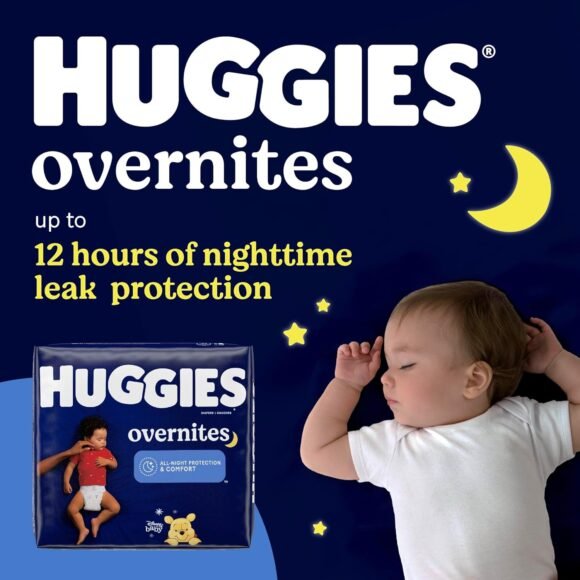 Huggies Size 3 Overnites Baby Diapers: Overnight Diapers, Size 3 (16-28 lbs), 58 Ct - Image 2