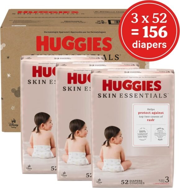 Huggies Size 5 Diapers, Skin Essentials Baby Diapers, Size 5 (27+ lbs), 120 Count (2 Packs of 60) - Image 2