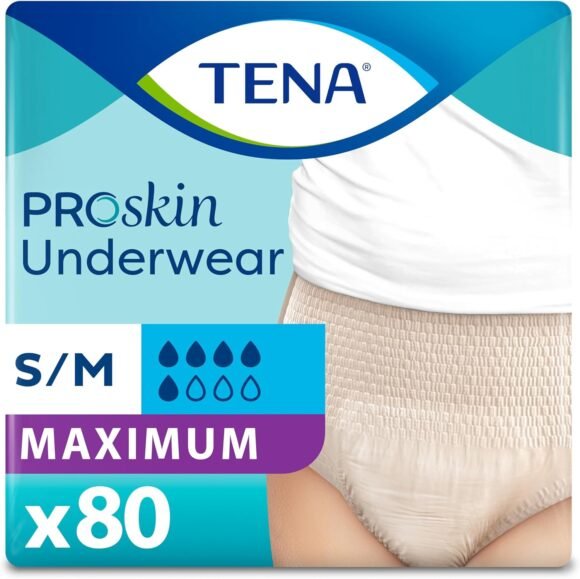 TENA ProSkin Small-Medium Nude-Colored Adult Female Moderate Absorbency Protective Disposable Underwear, 80 Count