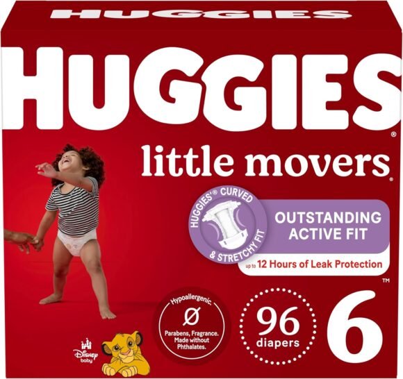 Huggies Size 6 Diapers, Little Movers Baby Diapers, Size 6 (35+ lbs), 96 Ct (2 Packs of 48)