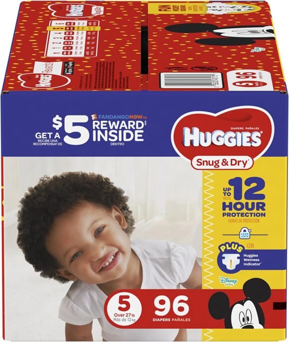 HUGGIES Snug & Dry Diapers, Size 5, 96 Count, GIGA JR PACK (Packaging May Vary)