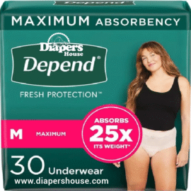 Depend Women’s Disposable Underwear – Medium, Blush, 30 Count – Maximum Protection for Bladder Leaks & Postpartum Care