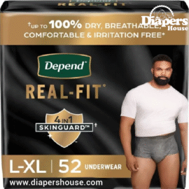 Depend Real Fit Men's Incontinence Underwear – Small/Medium, 52 Count (2 Packs of 26) – Maximum Absorbency, Disposable, Grey (Packaging May Vary)