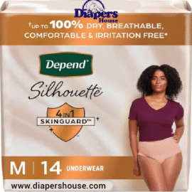 Depend Silhouette Women's Incontinence & Postpartum Underwear – Medium, Pink, 14 Count – Maximum Absorbency, Disposable (Packaging May Vary)
