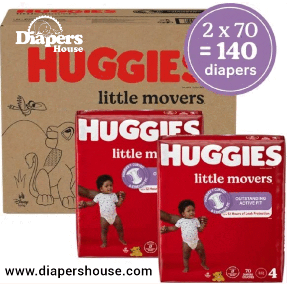 Huggies Little Movers, Size 5 Diapers for 27+ lbs Toddlers – 2 Packs of 60 (Total 120 Diapers) - Image 2