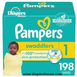 Pampers Swaddlers Diapers, Size 1 for Infants, 198 Count – Ultra Absorbent Disposable Diapers