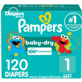 Pampers Baby Dry Diapers, Size 1 for Infants, 120 Count – Ultra Absorbent Disposable Diapers (Packaging May Vary)