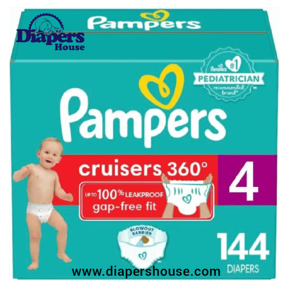 Pampers Cruisers 360 Diapers, Size 4, 144 Count – Leakproof Pull-On Diapers for Active Babies