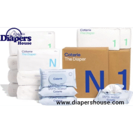 Coterie Baby Diaper & Wipe Set, Size 1 (198 Diapers) & Newborn (93 Diapers) with 4 Wipe Packs (224 Wipes) – Made with Plant-Based Ingredients, Hypoallergenic for Delicate Skin