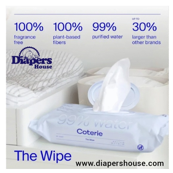 Coterie Baby Wipes, 16-Pack, 896 Wipes – Unscented, 99% Purified Water, Plastic-Free & Plant-Based, Hypoallergenic, Fragrance-Free, Ideal for Sensitive Skin - Image 3