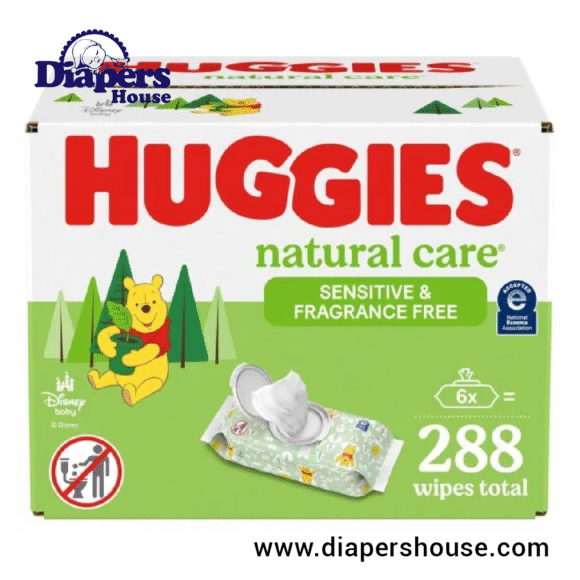 Huggies Natural Care Sensitive Wipes, Unscented & Hypoallergenic, 6 Flip-Top Packs (288 Wipes)
