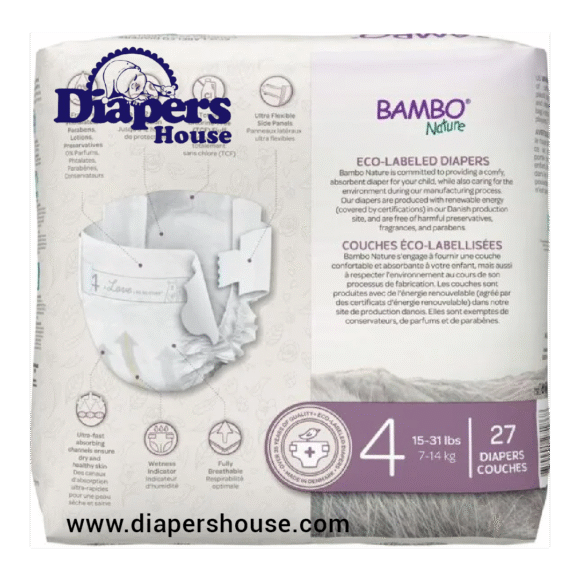 Bambo Nature Eco-Friendly Hypoallergenic Diapers, Sustainable & Chlorine-Free, Extra Leak Protection, Skin-Safe & Highly Absorbent – Size 4 (27 Count) - Image 9