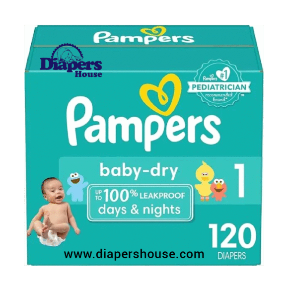 "Pampers Baby Dry Diapers, Size 1 (120 Count) – Ultra Absorbent and Comfortable Disposable Diapers for Newborns