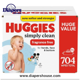 Huggies Simply Clean Unscented Baby Wipes, 11 Flip-Top Packs (704 Wipes) – Gentle, Fragrance-Free Cleaning, Packaging May Vary