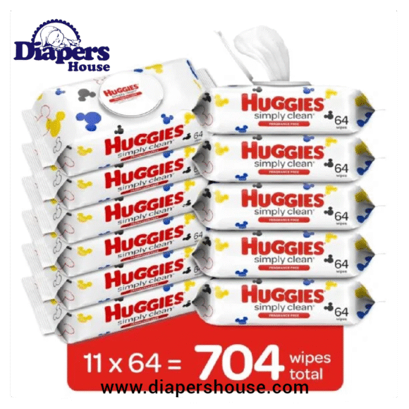 Huggies Simply Clean Unscented Baby Wipes, 11 Flip-Top Packs (704 Wipes) – Gentle, Fragrance-Free Cleaning, Packaging May Vary - Image 2