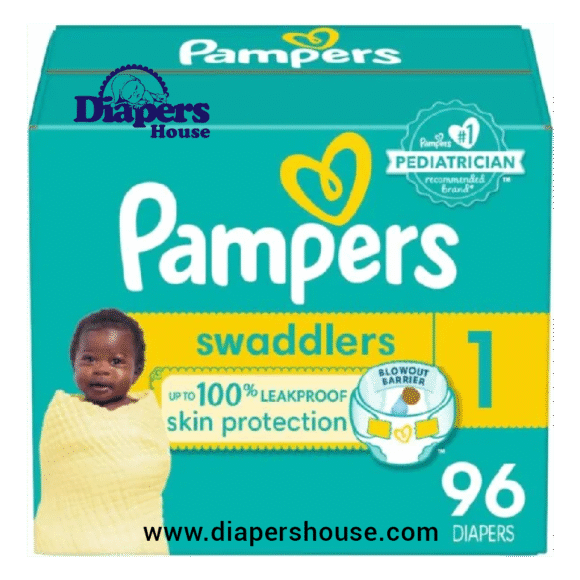Pampers Swaddlers Diapers, Size 1 – 96 Count Pack of Ultra-Absorbent Disposable Diapers for Newborns