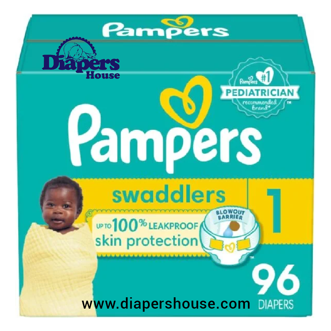 Pampers Swaddlers Diapers, Size 1 – 96 Count Pack of Ultra-Absorbent Disposable Diapers for Newborns