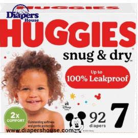 Huggies Snug & Dry Diapers, Size 7 (41+ lbs), 92 Total – 2 Packs of 46, Packaging May Vary