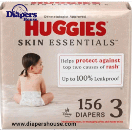 Huggies Skin Essentials Baby Diapers, Size 3 (16-28 lbs), 156 Count (3 Packs of 52)
