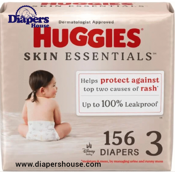 Huggies Skin Essentials Baby Diapers, Size 3 (16-28 lbs), 156 Count (3 Packs of 52)