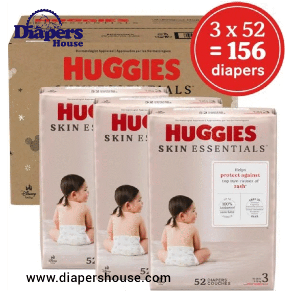 Huggies Skin Essentials Baby Diapers, Size 3 (16-28 lbs), 156 Count (3 Packs of 52) - Image 2