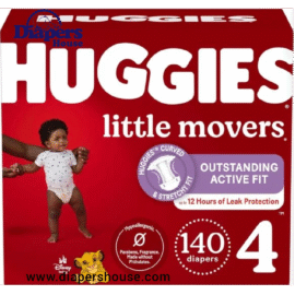 Huggies Little Movers Baby Diapers, Size 4 (22–37 lbs), 140 Count (2 Packs of 70)