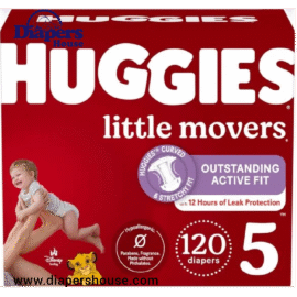 Huggies Little Movers Diapers, Size 5 (For Babies 27 lbs+), 120 Count (2 x 60 Diapers)