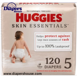 Huggies Skin Essentials Baby Diapers, Size 5 (27+ lbs), 120 Count (2 Packs of 60)