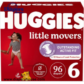 Huggies Size 6 Diapers for Active Babies (35 lbs+), 96-Count – Little Movers, 2 Packs of 48