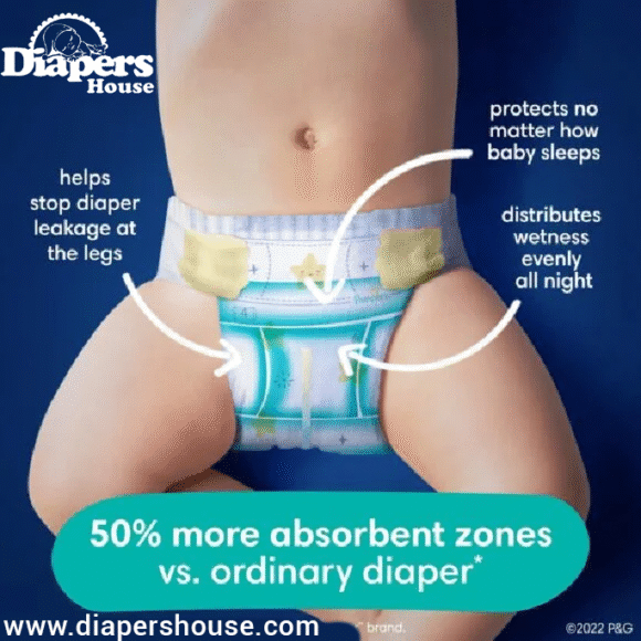 Pampers Swaddlers Overnight Diapers – Size 4, 58 Count – Nighttime Protection, Soft Disposable Baby Diapers - Image 2