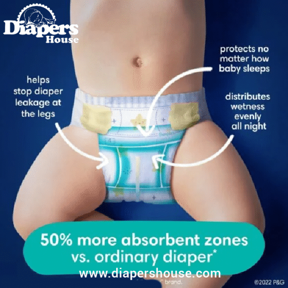 Pampers Swaddlers Overnight Diapers – Size 4, 58 Count – Extra Absorbent, Nighttime Skin Protection for Babies - Image 2