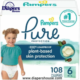 Pampers Pure Protection Diapers – Size 6, 108 Count Monthly Supply – Gentle, Hypoallergenic Disposable Diapers for Toddlers