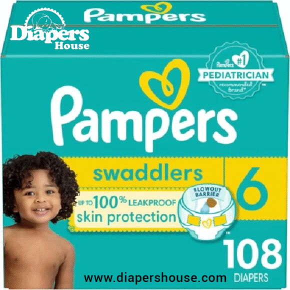 Pampers Swaddlers Diapers – Size 6, 108 Count, One-Month Supply – Soft, Leak-Proof Disposable Diapers for Toddlers