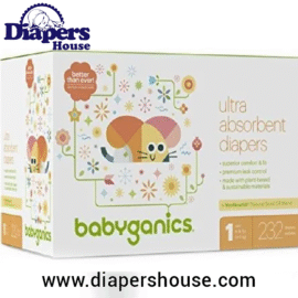 Babyganics Ultra Absorbent Diapers – Size 1 (8-14 lbs), 232 Count | Unscented, Gentle on Skin, Free from Chlorine & Latex