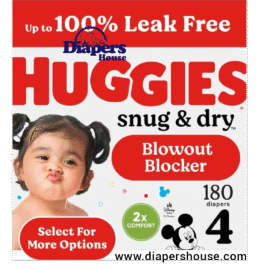 Huggies Snug & Dry Baby Diapers, Size 4 (22–37 lbs), 180 Count – 6 Packs of 30, Secure Fit & Long-Lasting Leak Protection