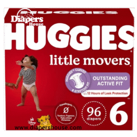 Huggies Little Movers Diapers – Size 6 (35+ lbs), 96 Count | Secure Fit for Active Babies, 2 Packs of 48