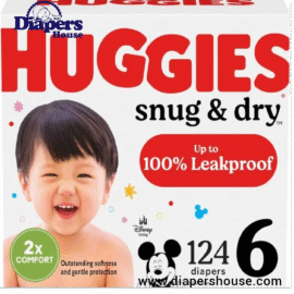 Huggies Snug & Dry Diapers, Size 6 (35+ lbs), 124 Count – 2 Packs of 62, Leak Protection for Active Toddlers