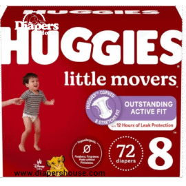 Huggies Little Movers Diapers, Size 8 (46+ lbs), 72 Count – Perfect Fit for Growing Toddlers
