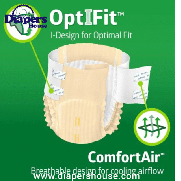 OptiFit Extra+ Incontinence Briefs for Adults – XL Disposable Diapers with Adjustable Tabs & Leak Barriers, Moderate Absorbency, 20-Pack (Fits 56"–64") - Image 2