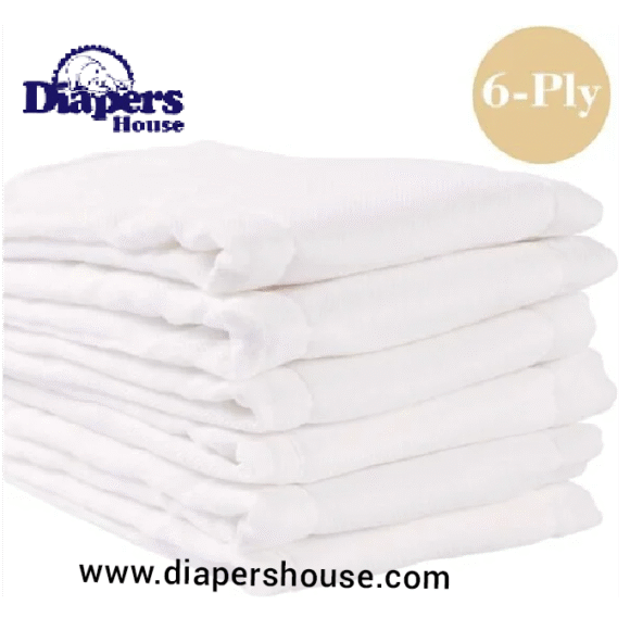 Fasoar 6-Ply Unbleached Cotton Prefold Diapers – Soft, Reusable Cloth Diapers for Babies & Toddlers (10–35 lbs) – 6-Pack Multi-Purpose Use