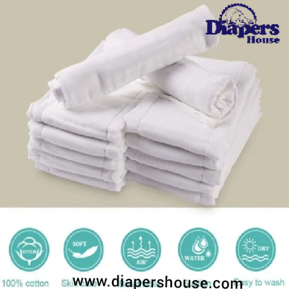 Fasoar 6-Ply Unbleached Cotton Prefold Diapers – Soft, Reusable Cloth Diapers for Babies & Toddlers (10–35 lbs) – 6-Pack Multi-Purpose Use - Image 3