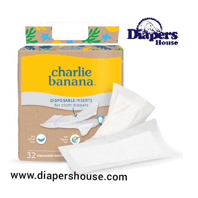 Charlie Banana Hybrid Cloth Diaper Disposable Inserts – Super Absorbent Liners, 32-Pack for Eco-Friendly Diapering