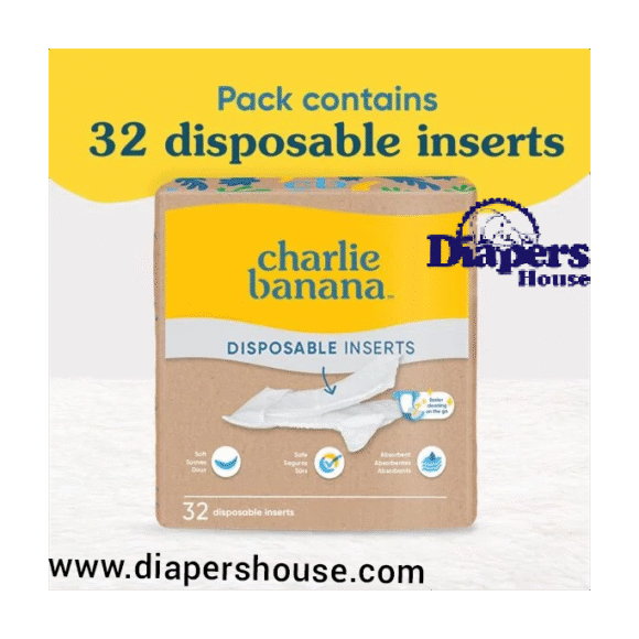 Charlie Banana Hybrid Cloth Diaper Disposable Inserts – Super Absorbent Liners, 32-Pack for Eco-Friendly Diapering - Image 2