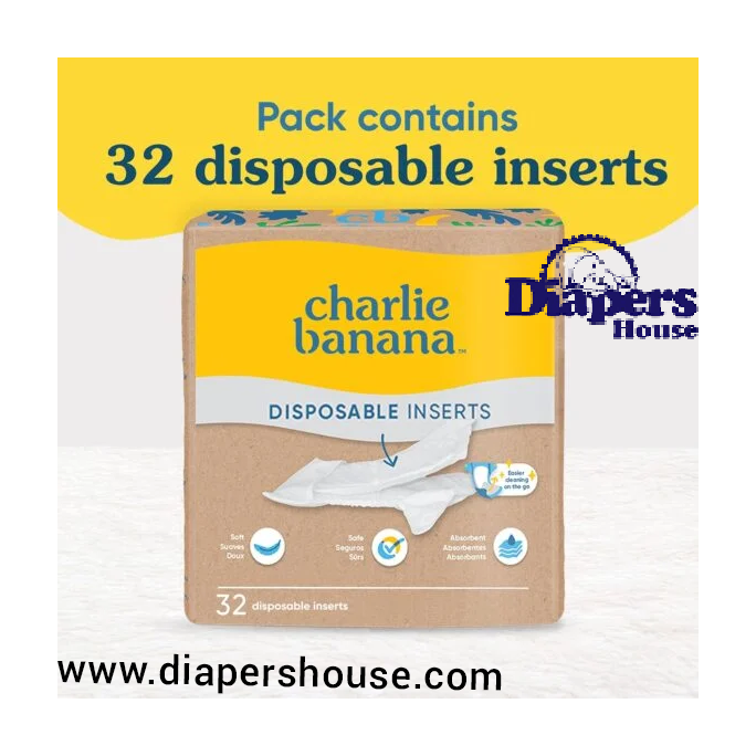 Charlie Banana Hybrid Cloth Diaper Disposable Inserts – Super Absorbent Liners, 32-Pack for Eco-Friendly Diapering - Image 2