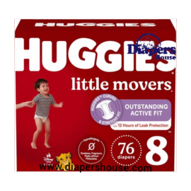 Huggies Little Movers Diapers, Size 8 (46+ lbs), 76-Count – Secure Fit for Active Toddlers, Packaging May Vary