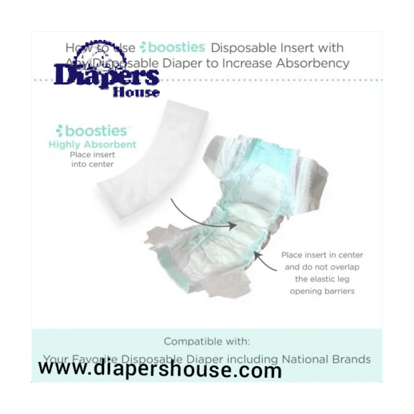 Super Boosties Disposable Overnight Inserts for Diapers, Leak-Proof Protection for Pampers Sizes 4-6 & Honest Hybrid Covers (Medium/Large), Amazing Baby Cover (Size 3/4), 30 Count, 4.3x13 inches - Image 2