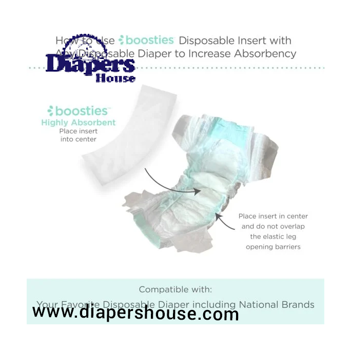 Super Boosties Disposable Overnight Inserts for Diapers, Leak-Proof Protection for Pampers Sizes 4-6 & Honest Hybrid Covers (Medium/Large), Amazing Baby Cover (Size 3/4), 30 Count, 4.3x13 inches - Image 2